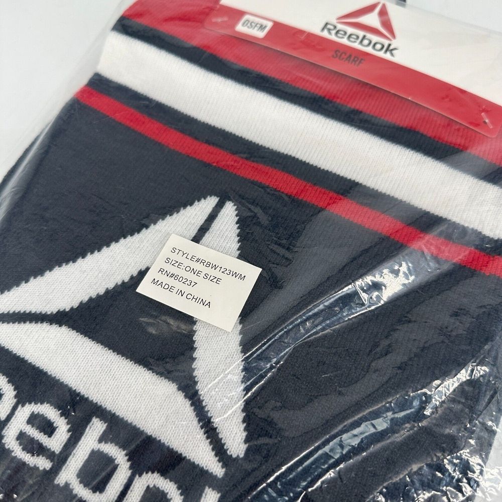 Reebok Rally Scarf Red White Blue Navy Logo NEW Winter Wrap Around One Size OSFM - Picture 4 of 6